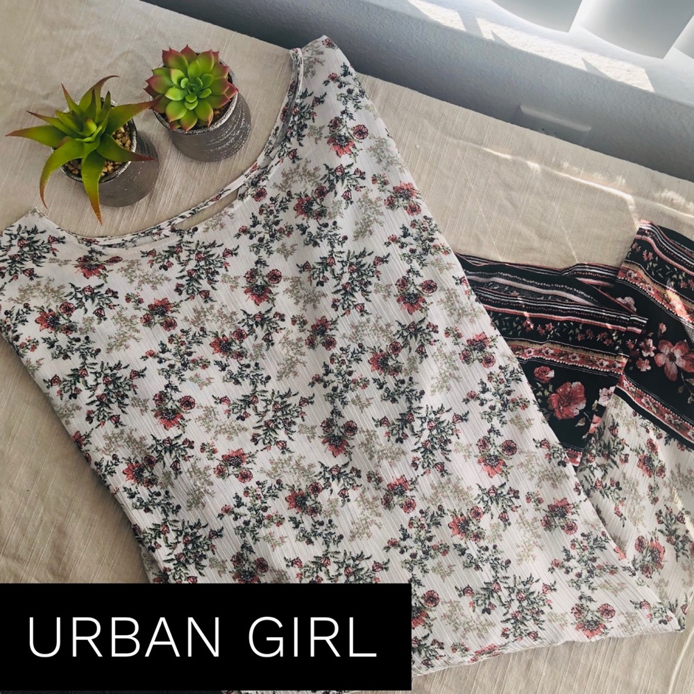URBAN GIRL - L FLORAL DRESS WITH BELL SLEEVES